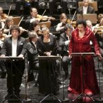 El tenor Francesco Hong, en el papel de Pollione, la mezzo-soprano italiana Sonia Ganassi, en el papel de Adalgisa, y la soprano lituana Violeta Urmana,