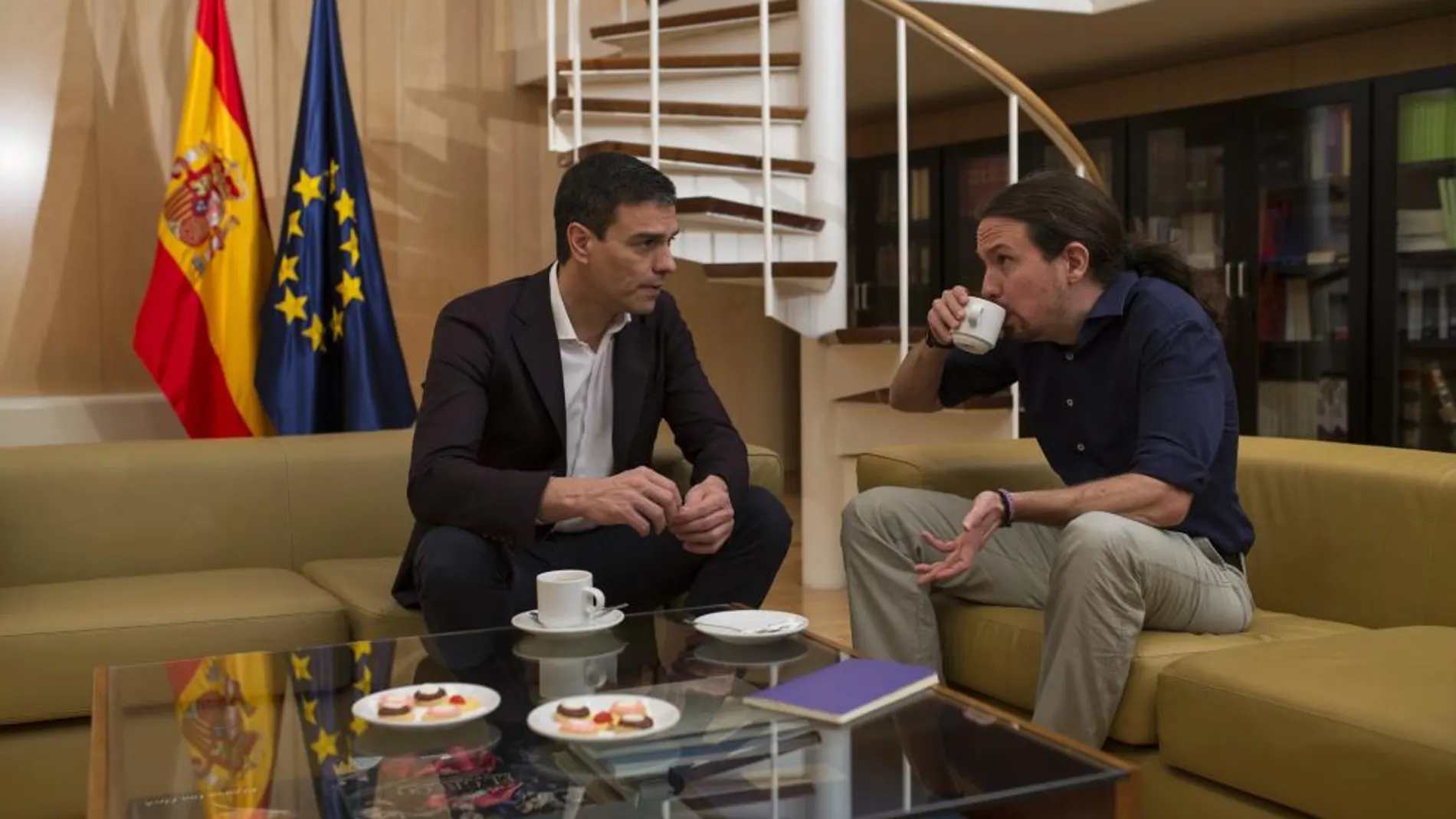 Pedro Sánchez y Pablo Iglesias, durante su encuentro