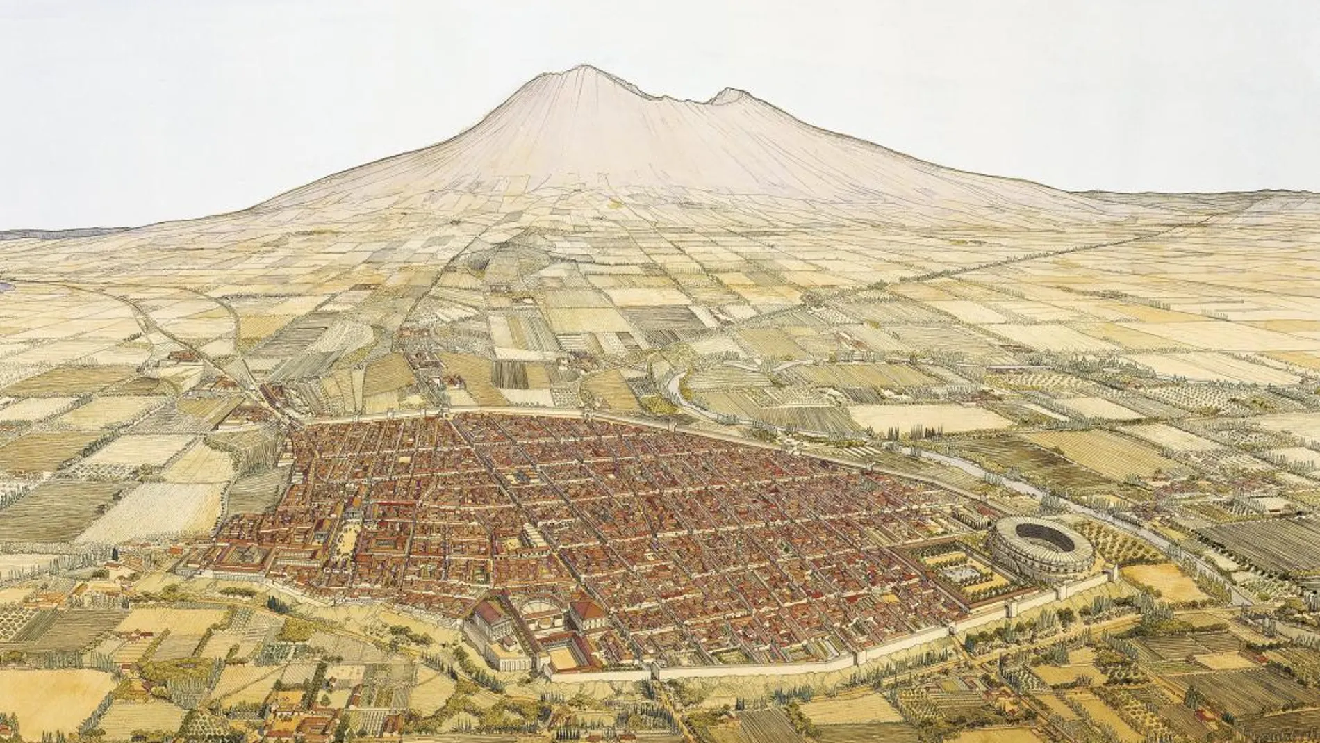Vista aérea de Pompeya, en «Ciudades del Mundo Antiguo». © Jean Claude Golvin