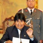 Evo Morales, el jueves durante una conferencia de prensa en La Paz