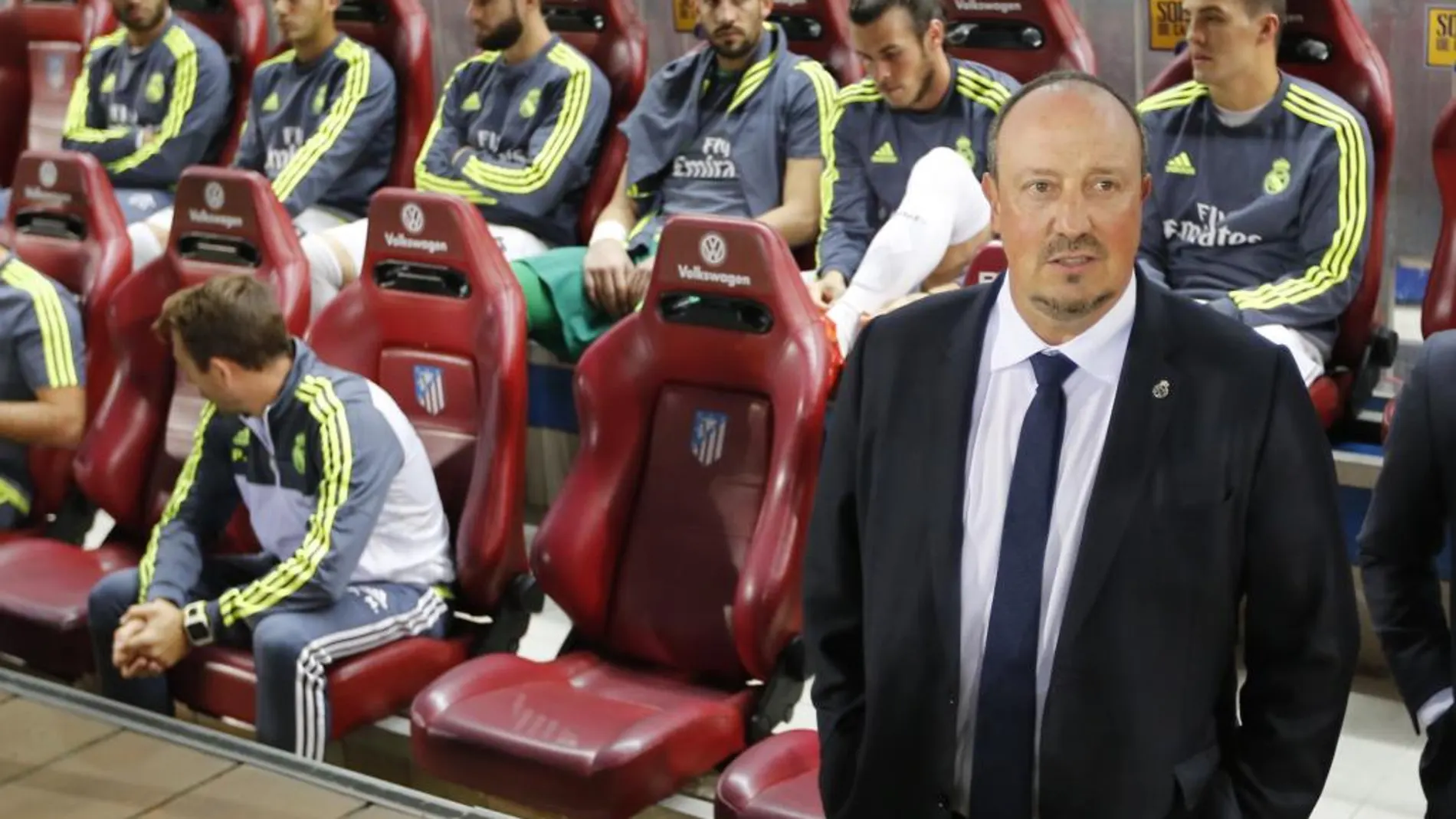 El entrenador del Real Madrid, durante el partido de liga contra el Atlético de Madrid, el pasado 4 de octubre