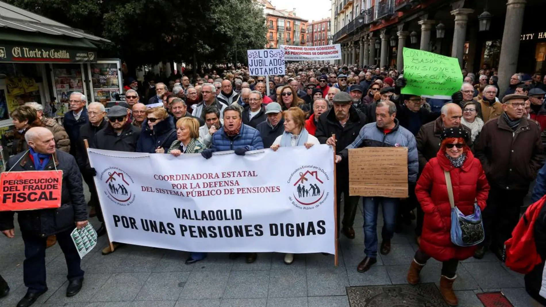 La cabeza de la manifestación de Valladolid, que reunió a casi 4.000 personas