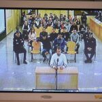 Monitor de la sala de prensa de la Audiencia Nacional de San Fernando de Henares durante el juicio de Alsasua
