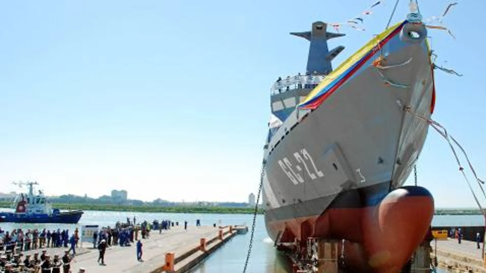 Momento de la entrega de un buque para la Armada venezolana por parte de Navantia