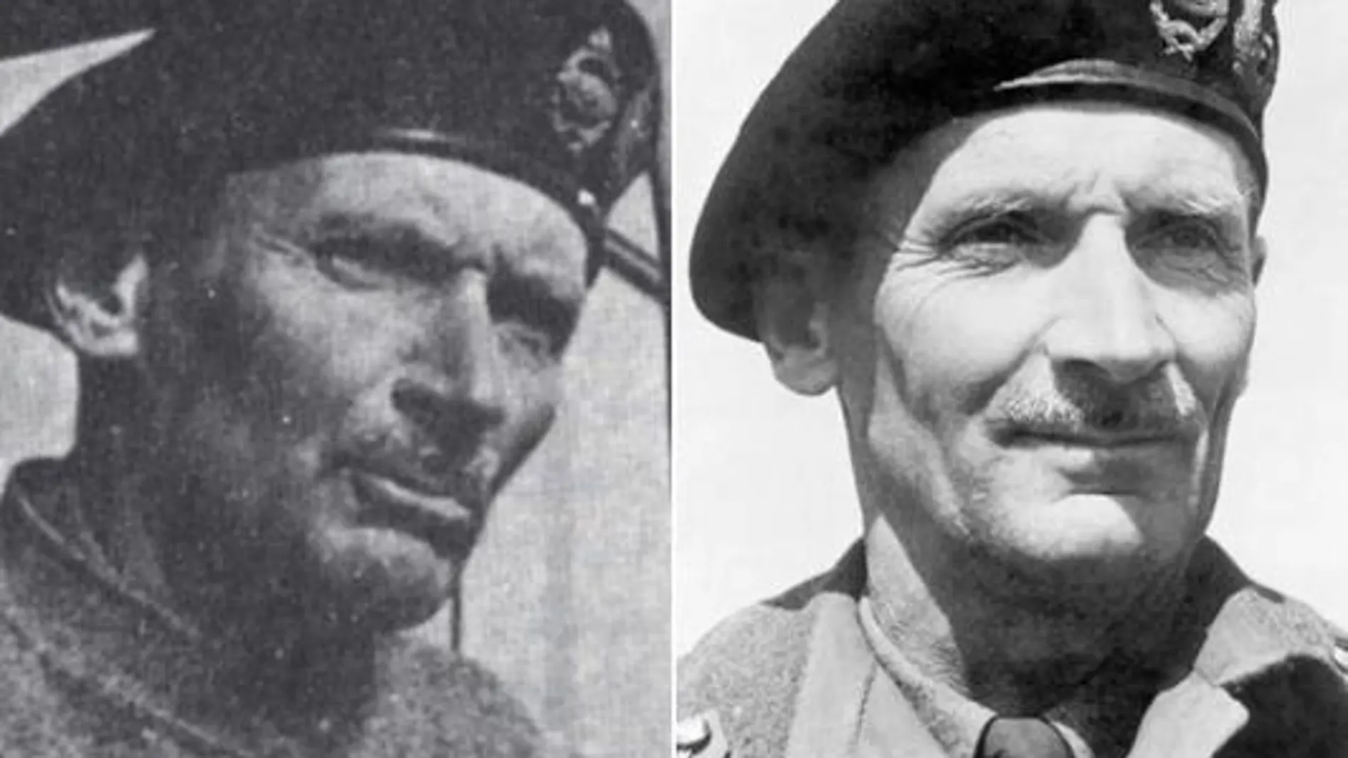 Meyrick Clifton James (izq.) se tuvo que recortar el bigote para aumentar su parecido con Montgomery (dcha.)