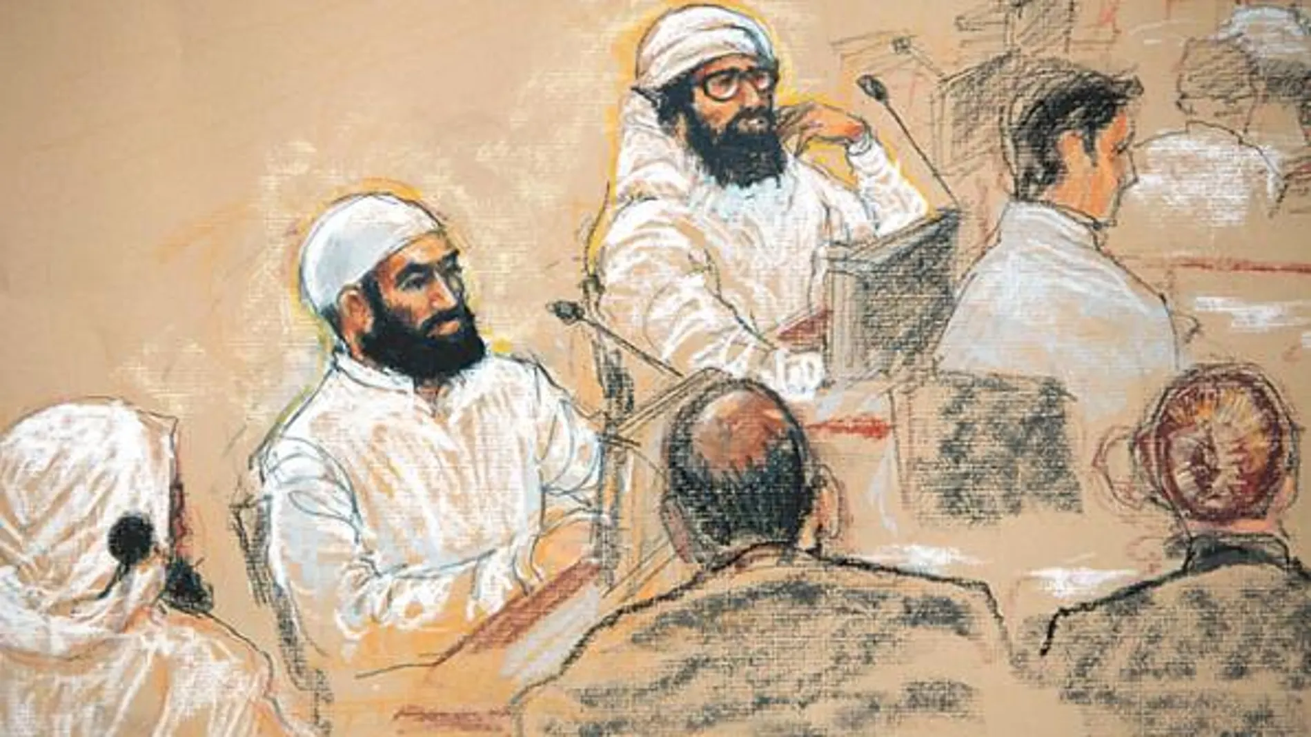 Los conspiradores del 11-S, Ben Attash, Aziz Ali y al Hawsawi comparecen ante el juez, en Guantánamo