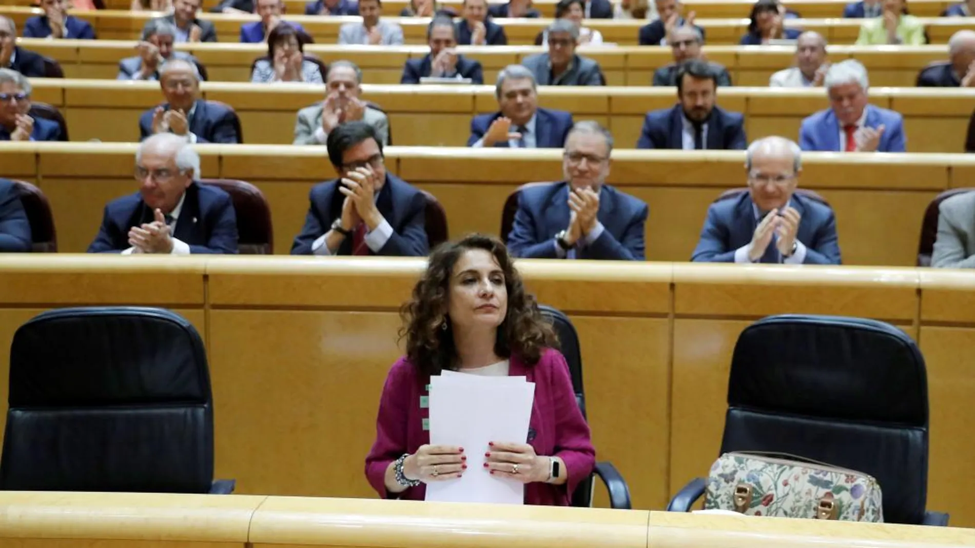 La ministra de Hacienda, María Jesús Montero, en su intervención en el Senado. EFE/Juan Carlos Hidalgo