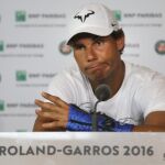 Rafael Nadal durante la rueda de prensa que dió para anunciar que se retiraba de Roland Garros el pasado 27 de mayo