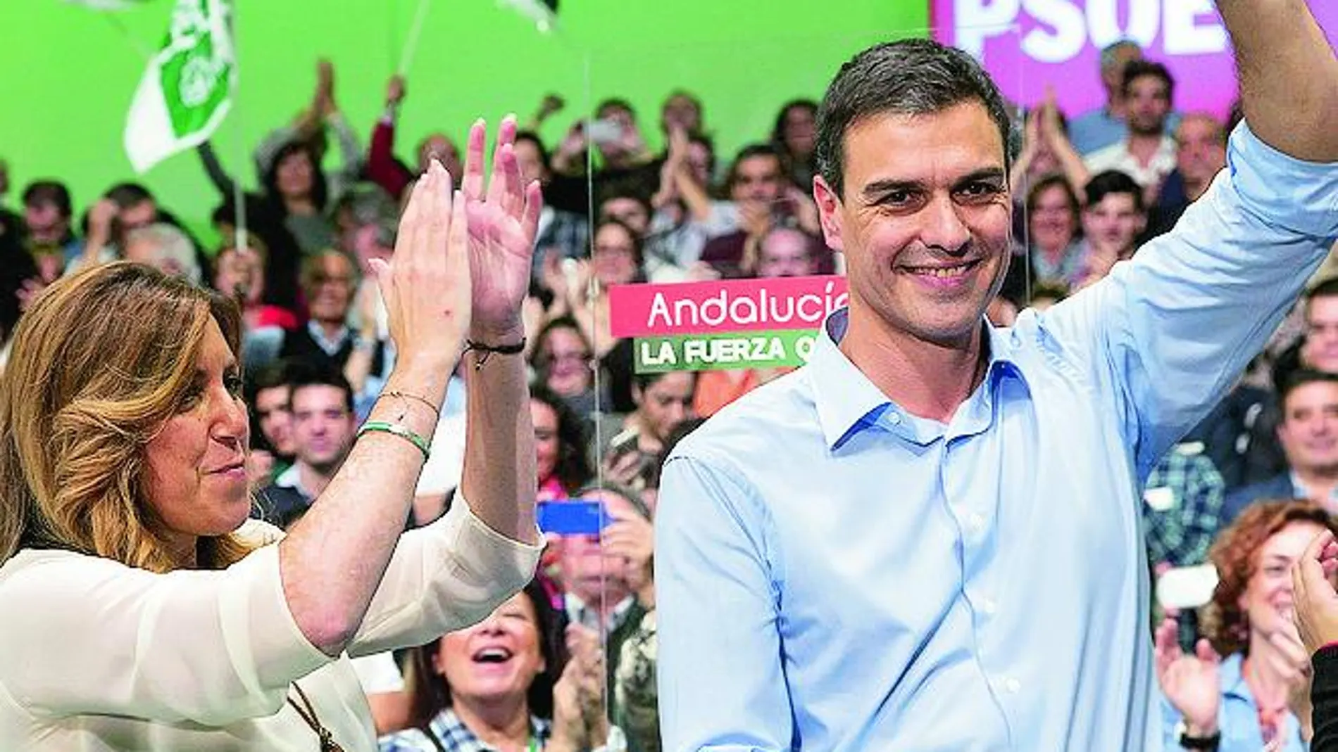 Susana Díaz y Pedro Sánchez en un acto político del PSOE
