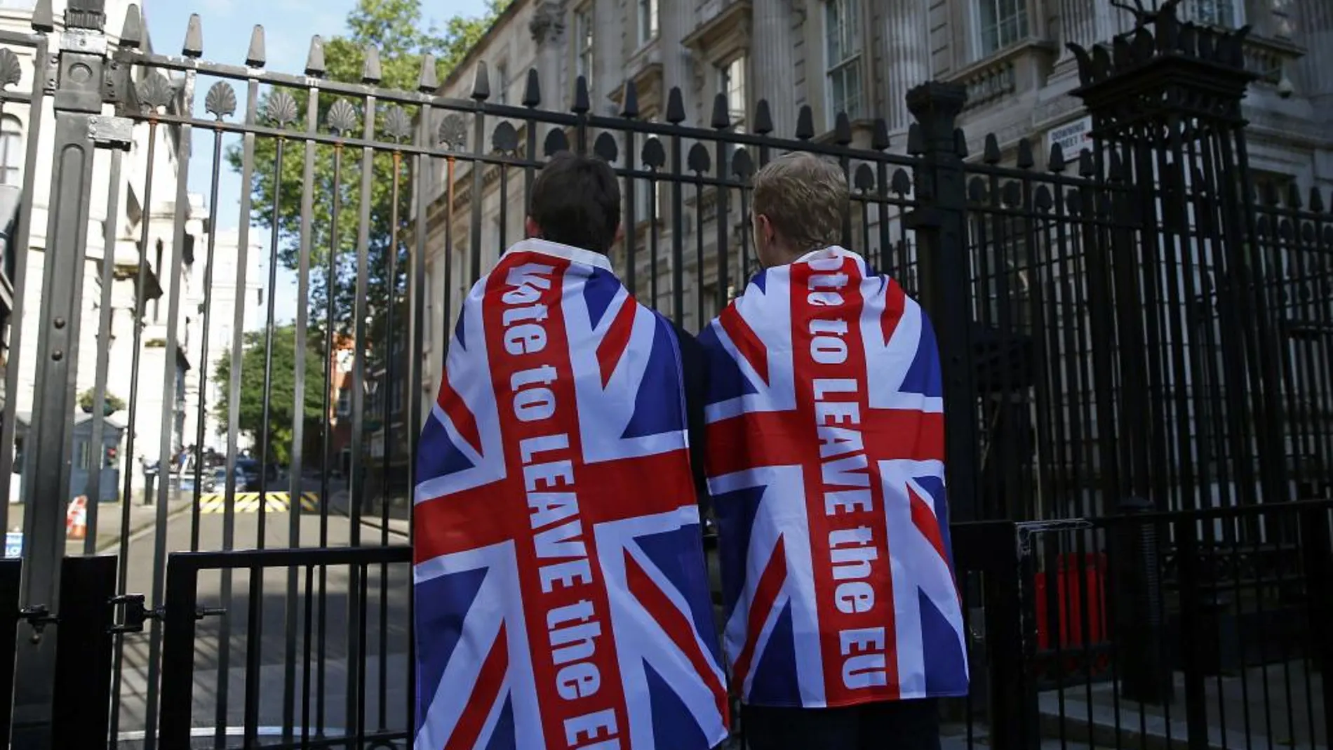 Votantes a favor del Brexit a las afueras de Downing Street