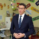 El presidente de la Xunta de Galicia, Alberto Núñez Feijóo, durante la grabación del mensaje de fin de año