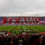 «Atleti yo te amo, contigo a la final», en el mosaico del Calderón