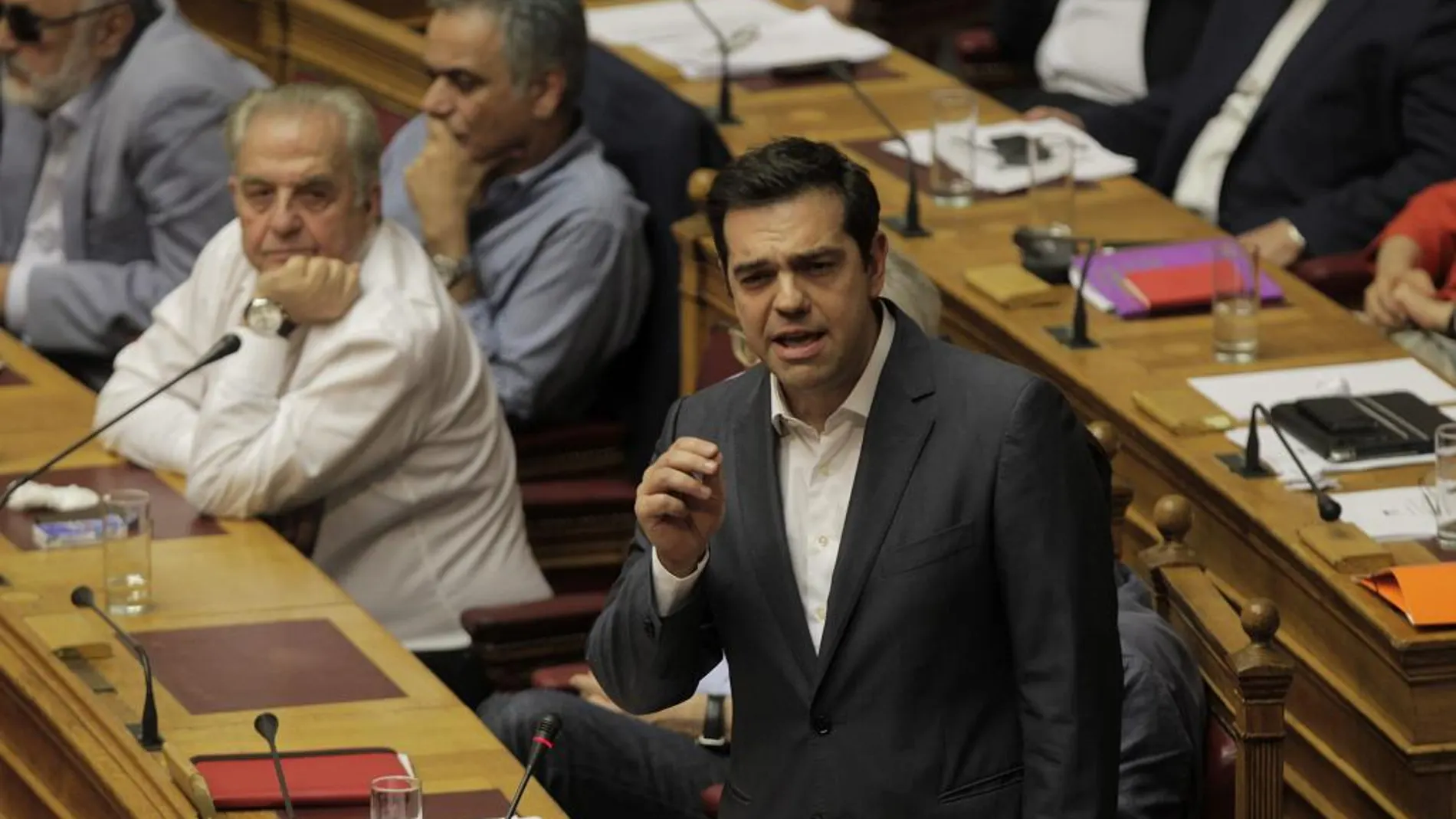 Tsipras en la sede del Parlamento, en Atenas