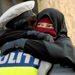 Ayah, de 37 años, durante una protesta contra del veto al niqab en Conpenhague, el miércoles
