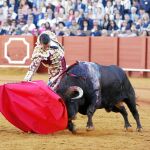 Manzanares en un derechazo al primero de su lote