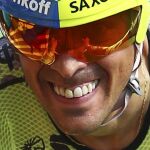Alberto Contador, hoy, durante la primera etapa del Tour de Francia.
