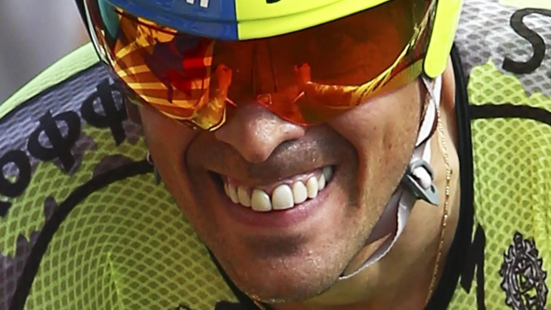 Alberto Contador, hoy, durante la primera etapa del Tour de Francia.