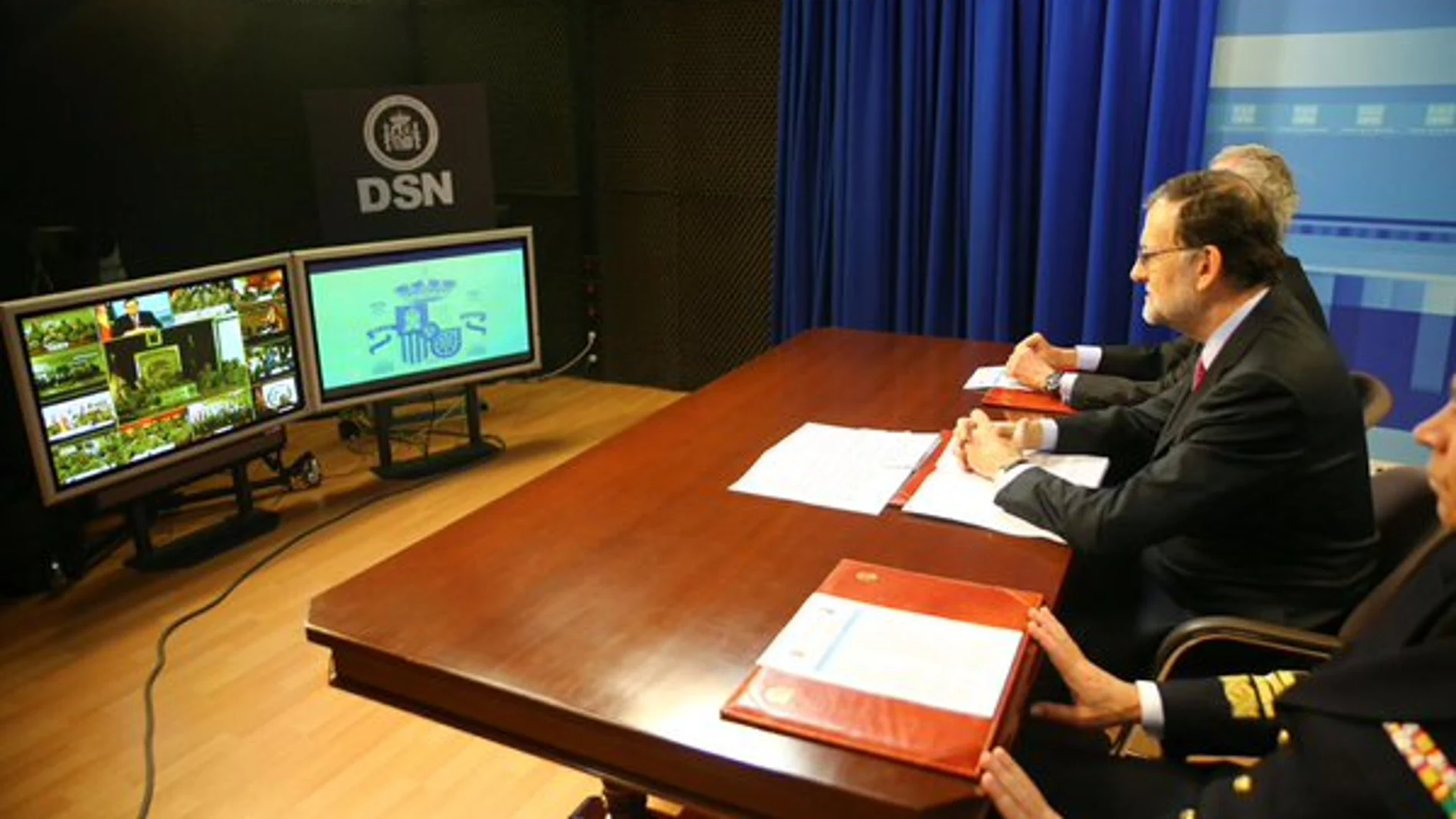 Captura de pantalla de la videoconferencia de Rajoy a las tropas