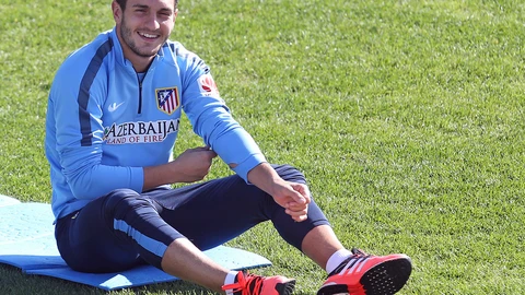 Koke Resurreción, durante un entrenamiento rojiblanco