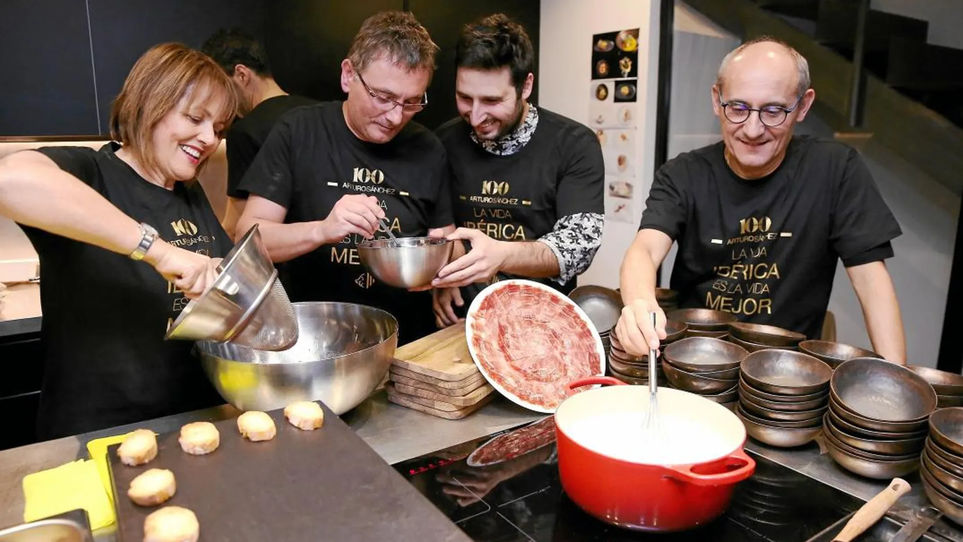 María José San Román, Aduriz, Javier  Abascal y Paco Pérez,  creando platos arriesgados
