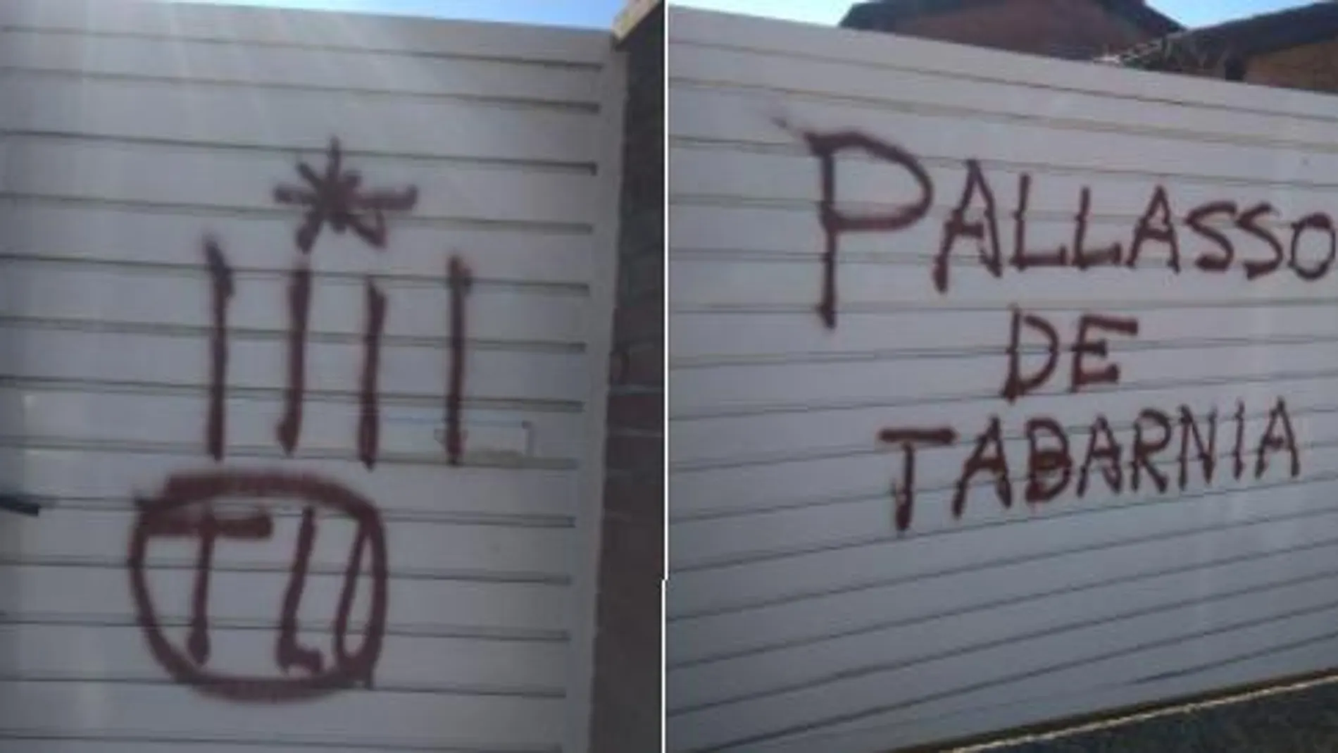 Pintadas realizadas por independentistas en la vivienda del periodista Tomás Guasch