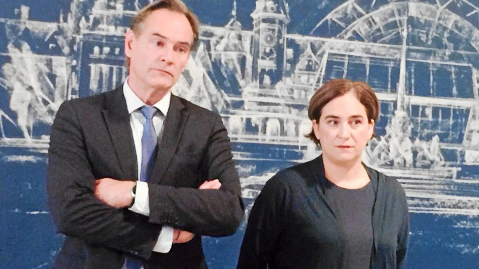 Ada Colau con el alcalde de Leipzig (Alemania) donde está de viaje para conocer su gestión en la acogida
