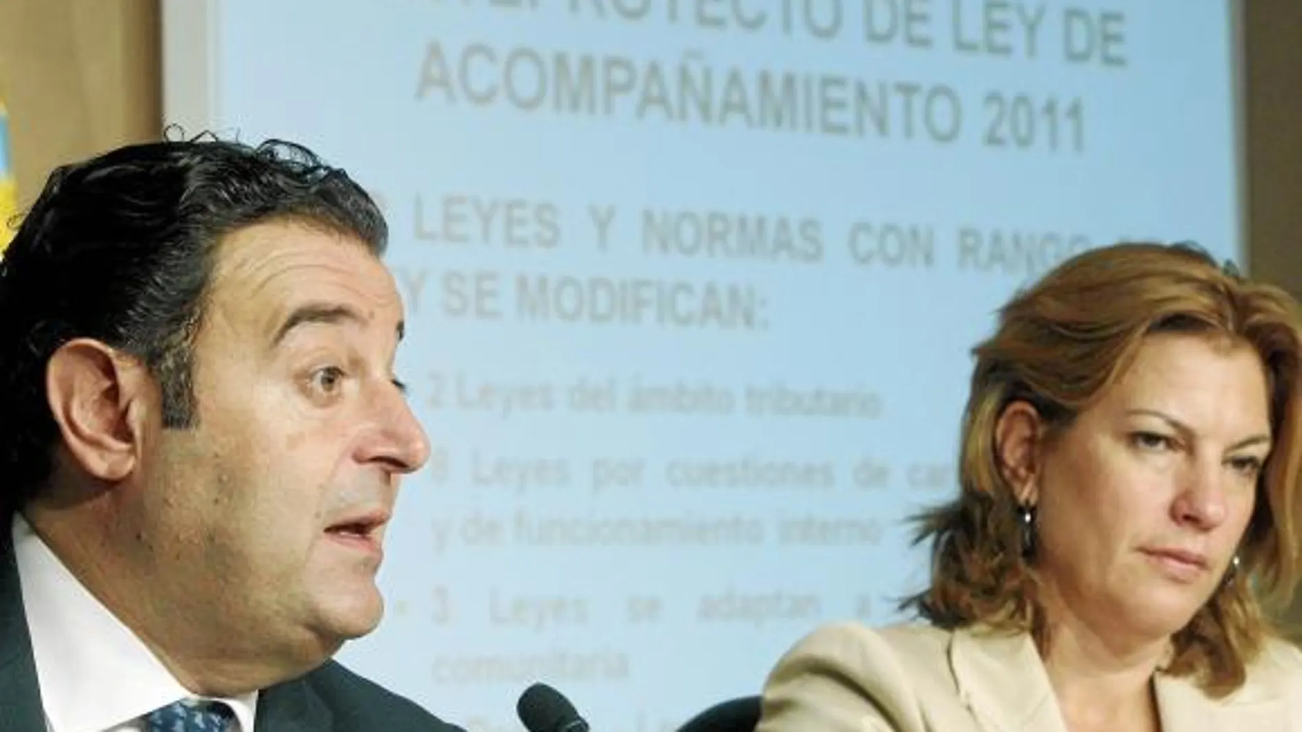 El conseller de Economía, Gerardo Camps, y la portavoz del Consell, Paula Sánchez de León
