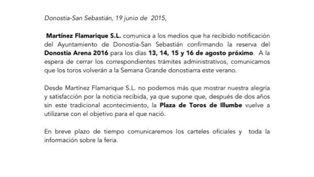 Confirmado, vuelven los toros a San Sebastián