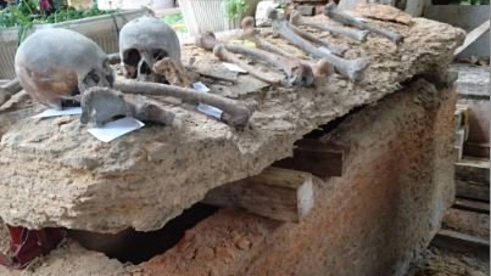 Sarcófago hallado en la iglesia de San Fermo de Maggiore, en Verona. Imagen facilitada por el Instituto de Biología Evolutiva (IBE)