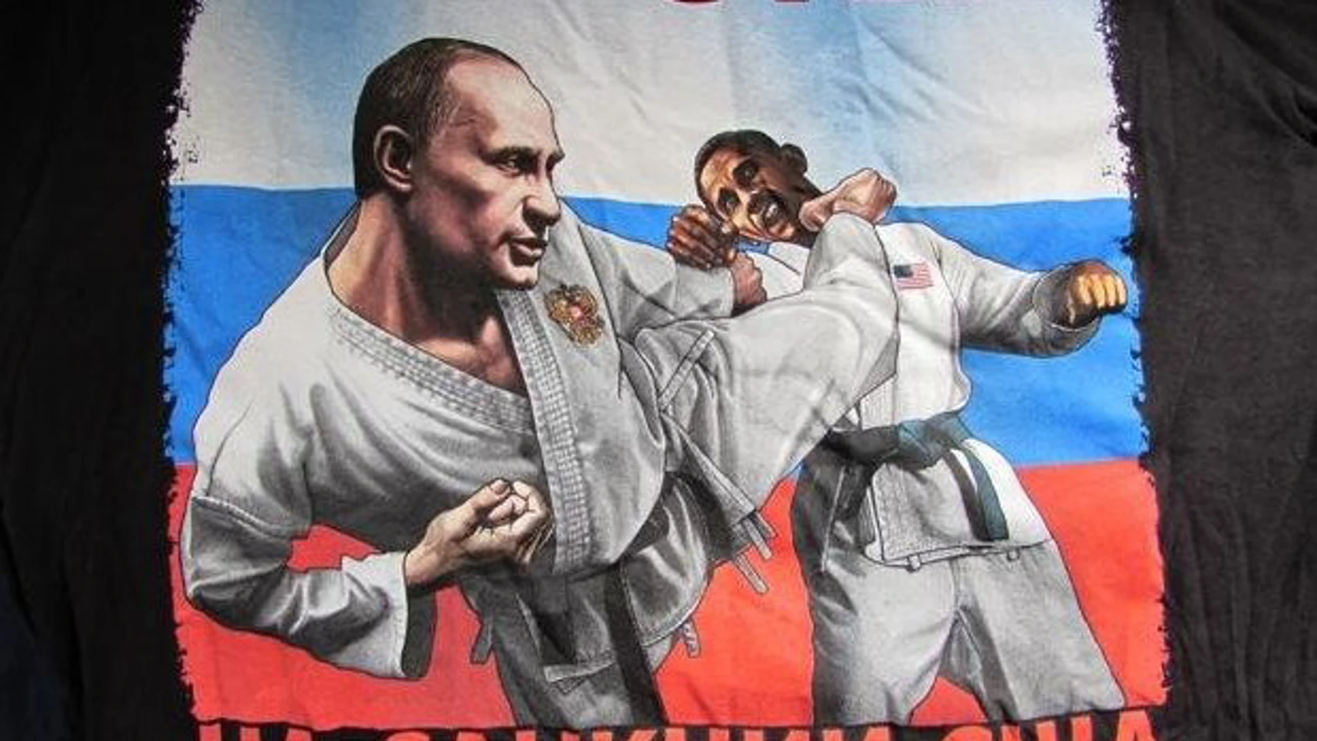 Un dibujo de Putin golpeando a Obama refleja el respaldo de los rusos a su presidente