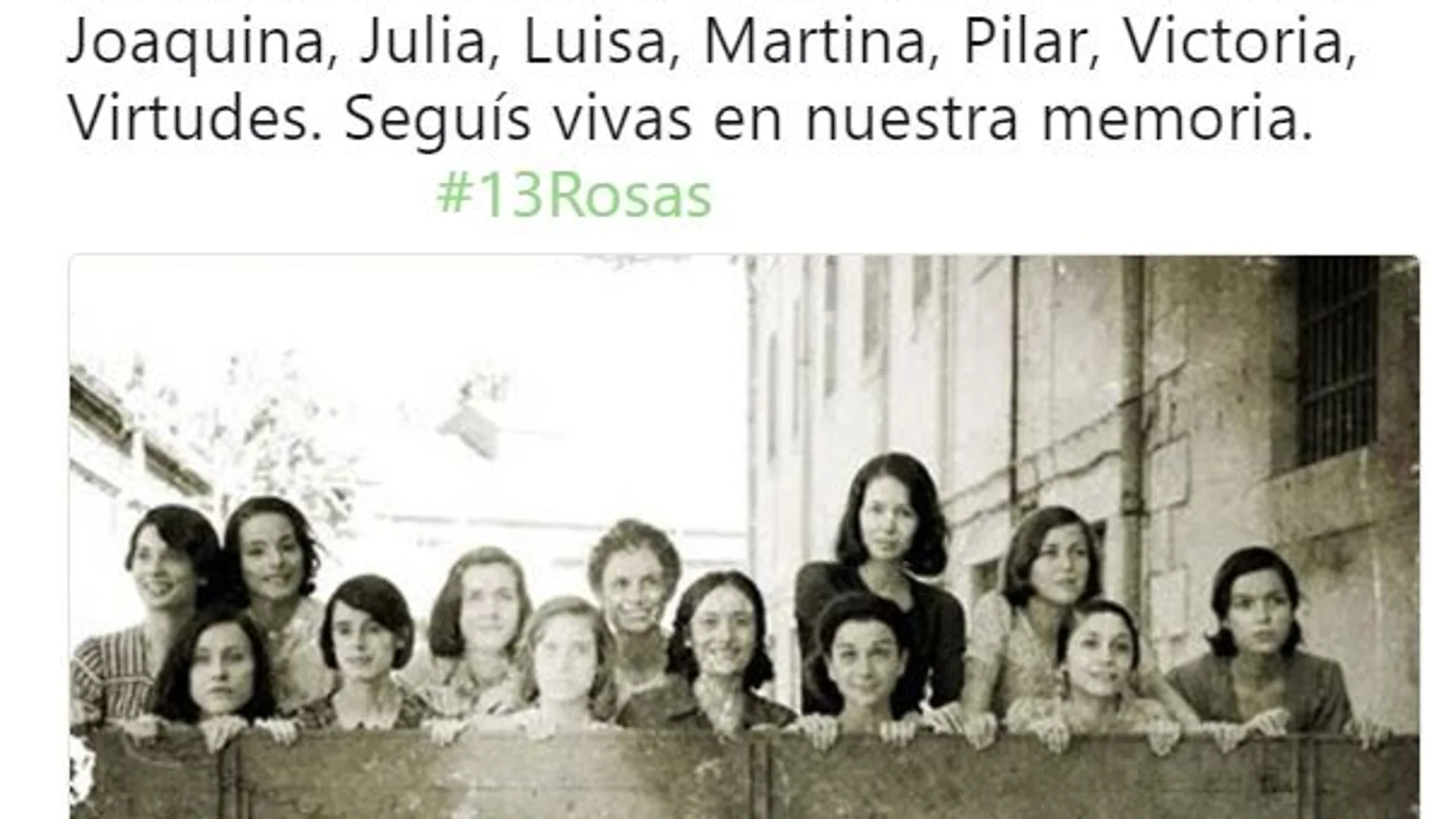 Tuit de Pedro Sánchez sobre «Las trece rosas»