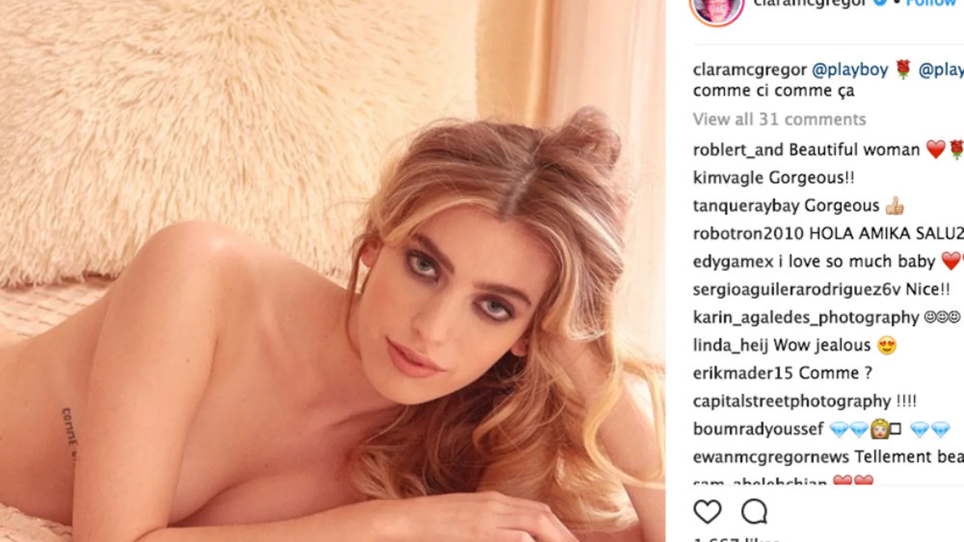 Clara McGregor en una de las imágenes de su posado para Playboy que ha compartido en (c) Instagram
