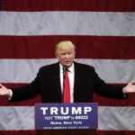 Donald Trump ayer durante un acto de campaña en el estado de Nueva York