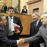 Zoido y Griñán se saludan en un Pleno de la Cámara autonómica