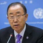 El Secretario General de la ONU Ban Ki-moon, durante su intervención