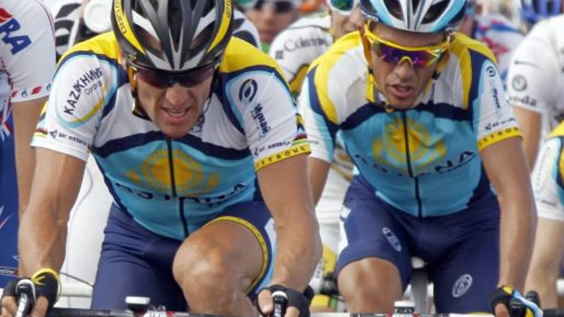 Lance Armstrong y Alberto Contador cuando eran compañeros en el Astana en 2009