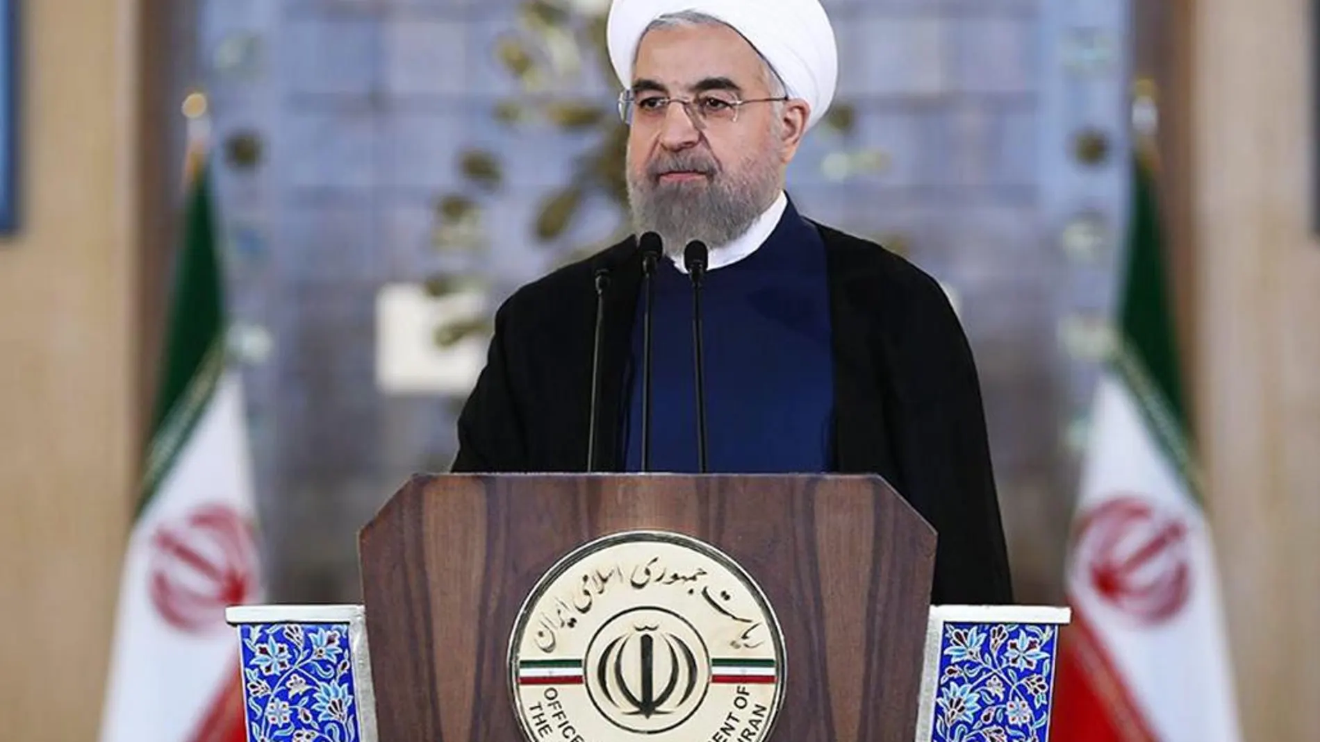 El presidente de Irán, Hasán Rohaní, durante una comparecencia para explicar el acuerdo nuclear.