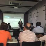 Javier barras, durante el taller para emprendedores organizado por Madrid Emprende