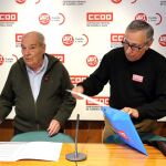El secretario autonómico de la Unión de Jubilados de UGT, Pablo Zamala, y el secretario regional de la Federación de Pensionistas y Jubilados de CCOO, Lorenzo Rubio