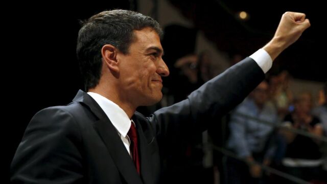 Pedro Sánchez, ayer en el mitin en el circo Price de Madrid