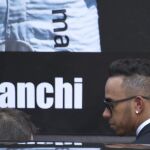 El piloto de Fórmula Uno británico Lewis Hamilton, durante el funeral ayer de su compañero Jules Bianch