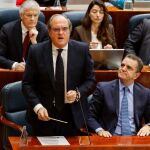 El portavoz del PSOE en la Asamblea de Madrid, Ángel Gabilondo, durante una intervención en el Pleno