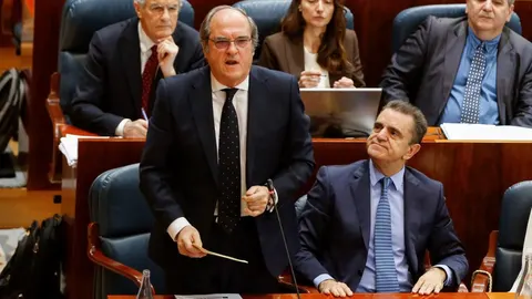 El portavoz del PSOE en la Asamblea de Madrid, Ángel Gabilondo, durante una intervención en el Pleno