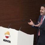 El consejero delegado de Repsol, Josu Jon Imáz, durante la presentación del plan estratégico de la compañía para el periodo 2018-2020/Efe