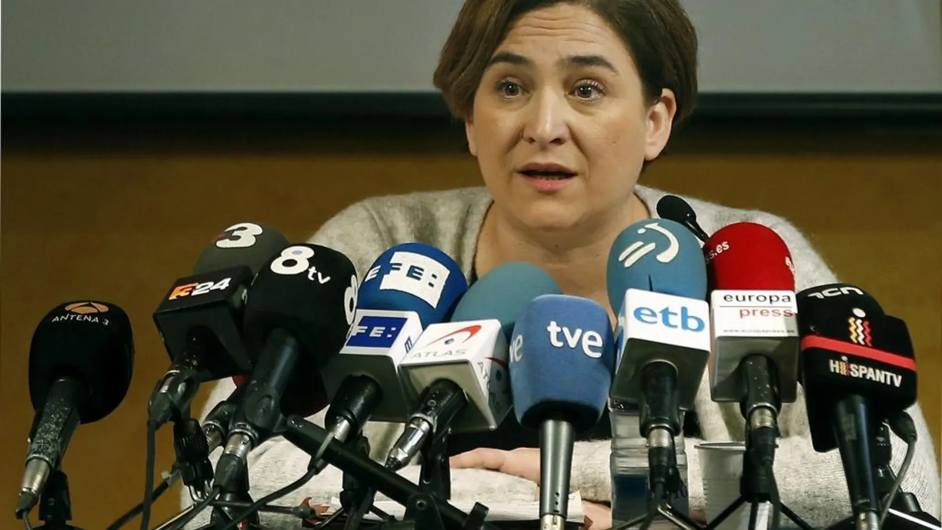 Ada Colau, durante la rueda de prensa que ha ofrecido hoy su formación.