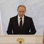 El presidente ruso, Vladimir Putin, en su tradicional discurso anual a la nación