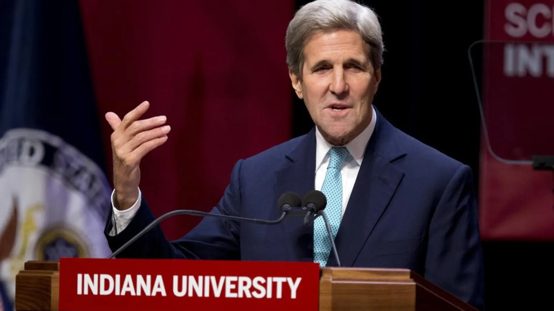 El secretario de Estado de EEUU, John Kerry, durante un discurso en la Universidad de Indiana este jueves