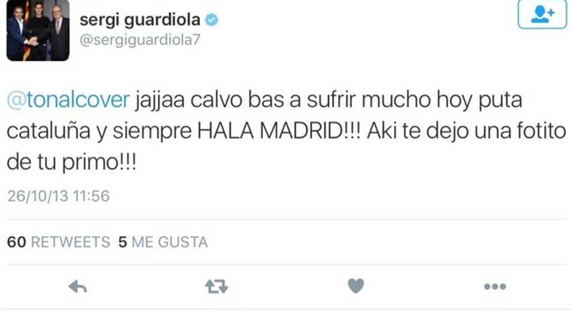 El Barça rescinde el contrato de Sergi Guardiola por ofensas a Cataluña en Twitter