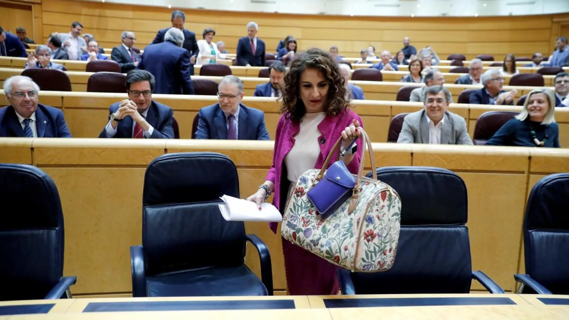 La ministra de Hacienda, María Jesús Montero, a su llegada al Senado, que debate hoy el proyecto de Ley de Presupuestos Generales del Estado de 2018. EFE/Juan Carlos Hidalgo