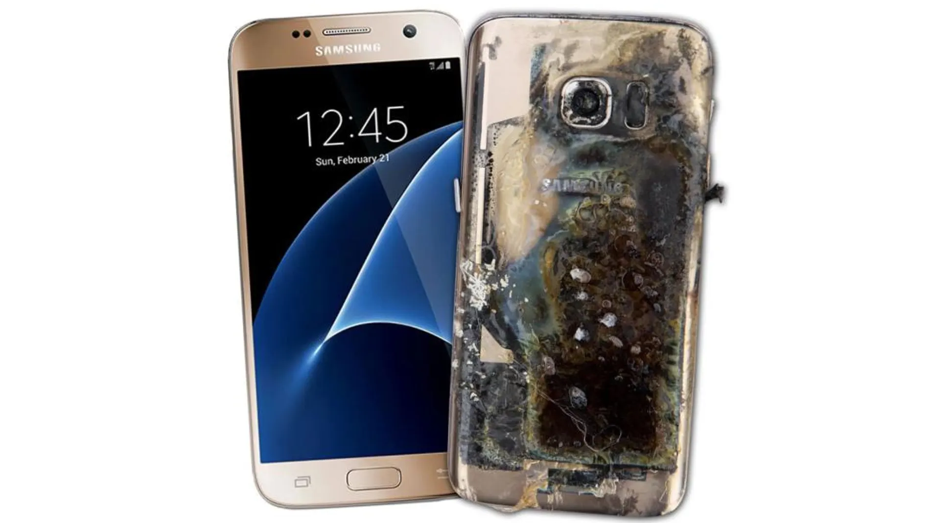 Un dispositivo Samsung afectado por la explosión de la batería